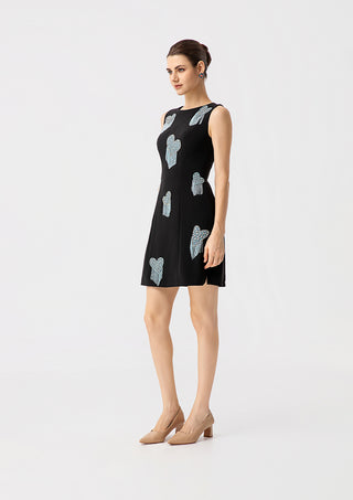 Luxury Crystal Heart Fringe Sleeveless Mini Dress