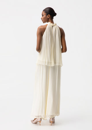 Cream Silk Crepon Halter Set