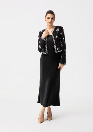 Luxury Crystal Embellished Cropped Jacket