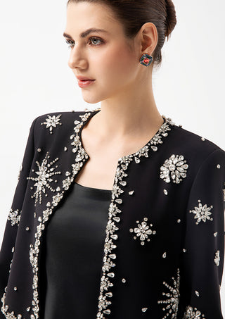 Luxury Crystal Embellished Cropped Jacket