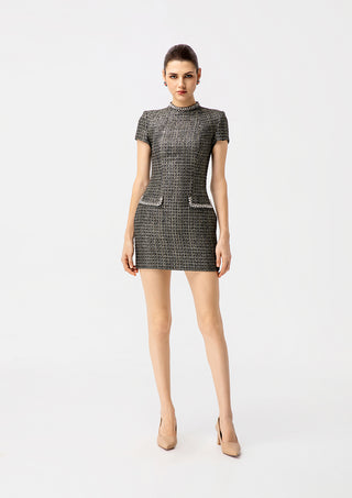 Women's Tweed Mini Dress with Pocket Detail