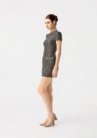 Women's Tweed Mini Dress with Pocket Detail