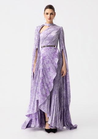 Lavender Pleated Maxi Dress