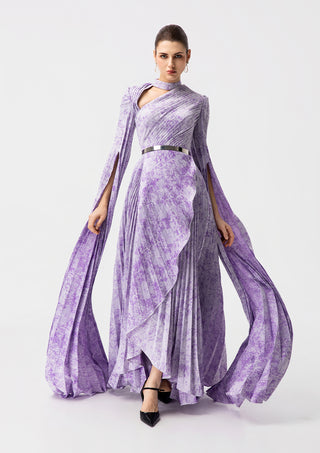 Lavender Pleated Maxi Dress