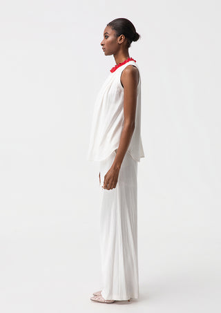 White Sleeveless Top Wide Leg Pants Two Piece Set