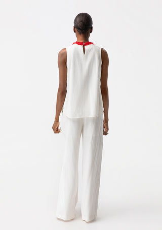 White Sleeveless Top Wide Leg Pants Two Piece Set